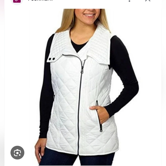 Andrew Marc vest Small White Quilted Collared - Picture 1 of 5